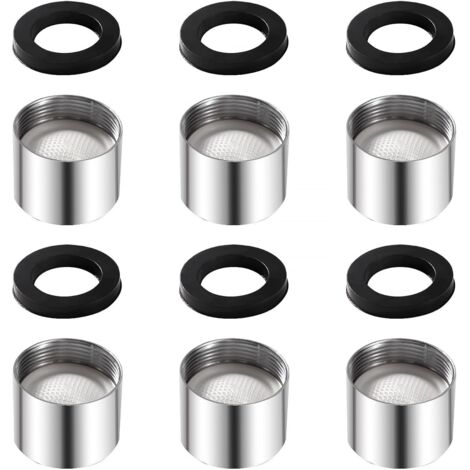 Embout de robinet M22, avec 6 joints toriques, filetage interne, accessoires de filtre pour robinet d'eau en acier inoxydable et ABS, pour cuisine et salle de bain. (1/4)