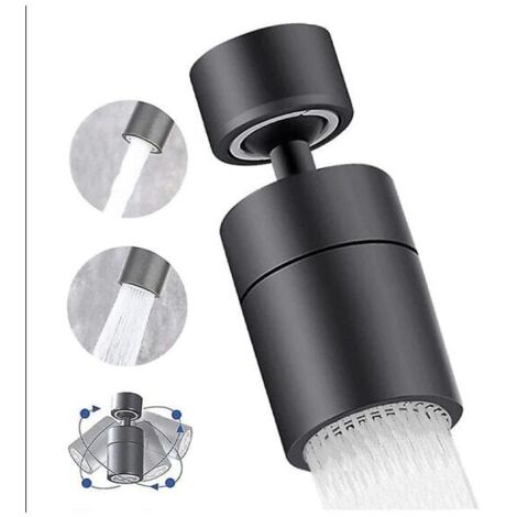 Robinet de cuisine pivotant à 360° avec bec (noir), mitigeur aérateur à 2 modes pour économiser l'eau, filtre pour mitigeur aérateur de jet, robinet de cuisine/salle de bain (1/5)