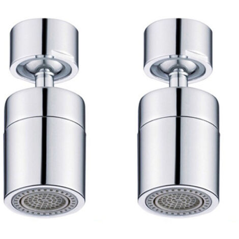Lot de 2 buses de robinet de cuisine, aérateur de robinet à double mode avec rotation à 360° et système anti-éclaboussures. Convient pour le plan de travail de la cuisine et la salle de bain (80°). (1/4)