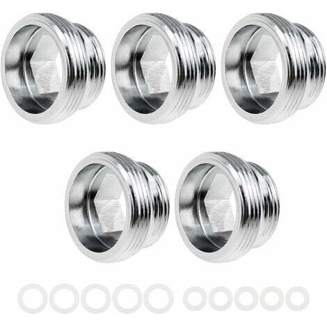 Adaptateur de robinet en métal (lot de 5) pour cuisine, filetage externe, aérateur de robinet mâle 18 mm vers mâle 22 mm, raccord fileté pour filtre à eau femelle. (1/5)