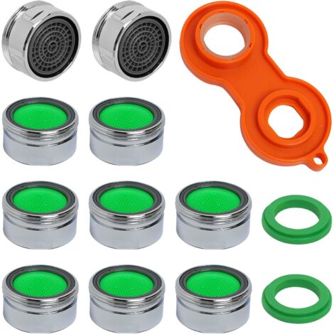 Lot de 10 aérateurs de robinet, filtre ABS et clé de mélange, insert de robinet, crépine pour cuisine et salle de bain, économise l'eau et améliore le débit. (1/5)