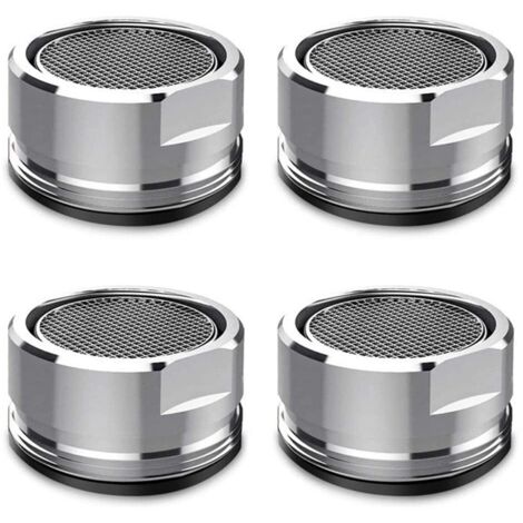 Lot de 4 filtres de robinet à économie d'eau, aérateurs, embouts de rechange pour cuisine, salle de bain, douche et lavabo, 24 mm, régulateur de débit argenté. (1/5)