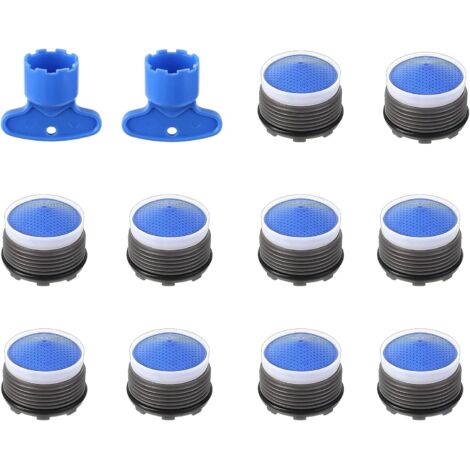 Lot de 10 aérateurs de robinet, avec 2 clés, filtre, aérateur et protection anti-éclaboussures, aérateur économe en eau pour robinet de cuisine et de salle de bain (M16.2) (1/5)