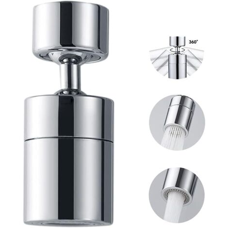 Lot de 2 mitigeurs d'évier pivotants à 360°, double jet, grand angle, double fonction d'économie d'eau (1/5)