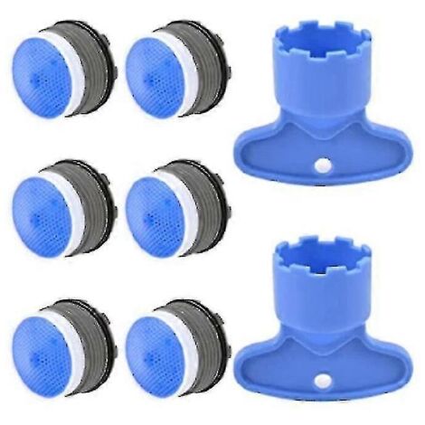 Lot de 6 aérateurs de robinet M18,5 + 2 clés de démontage pour aérateur, kit de remplacement pour baignoire ou baignoire, limiteur de débit et aérateur de 18,5 mm - Idéal (1/5)