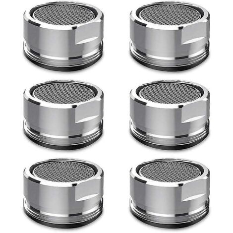 Lot de 6 aérateurs de robinet avec filtre, système anti-éclaboussures et économiseur d'eau. Filetage extérieur en laiton pour robinet de salle de bain et de cuisine. (1/2)