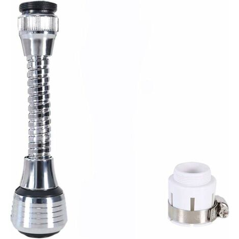 Filtre de robinet de cuisine avec rallonge, buse rotative à 360° pour économiser l'eau, aérateur, diffuseur, adaptateur et protection anti-éclaboussures. (1/5)