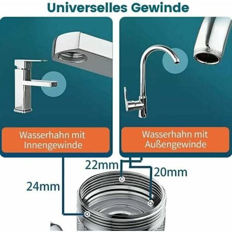 Bras robotisé multifonctionnel, rallonge de robinet rotative en cuivre de qualité supérieure avec aérateur d'évier pour un nettoyage et un réglage faciles (1/4)