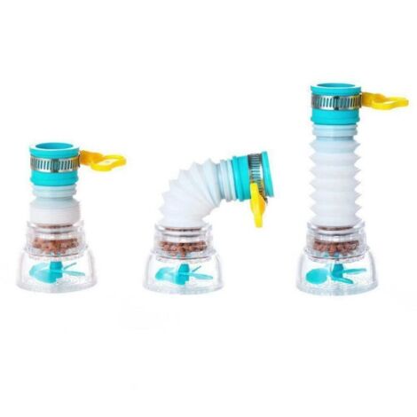Amplificateur de robinet rotatif à 360° pour douche et cuisine, rallonge de robinet, filtre à eau, buse de robinet, filtre à eau au charbon actif, 1 pièce (bleu) (1/5)