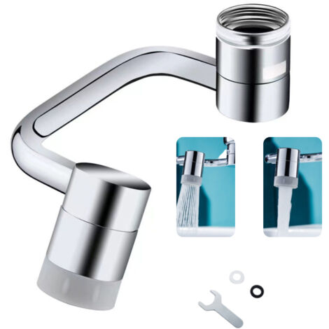 Robinet avec filtre anti-éclaboussures, bec de robinet rotatif à 1080°, rallonge de robinet, aérateur, support de robinet d'évier (1/5)