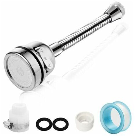 Rallonge de robinet anti-éclaboussures rotative à 360° CRUEL avec flexible, aérateur flexible à 3 positions, en plastique ABS chromé. (1/5)