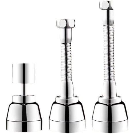 Rallonge de robinet amovible pour comptoir de cuisine, rallonge de robinet flexible à 360°, (courte 75 mm) (1/4)