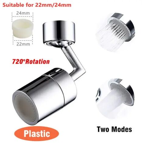 Nouvelle douchette de robinet rotative universelle à 1080° pour robinet d'évier, rallonge, buse anti-éclaboussures, adaptateur 22/24, double mode 720 (1/5)