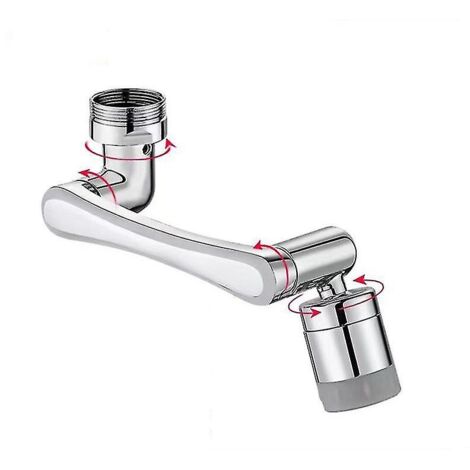 Rallonge De Robinet Pivotante 1440° - Bras Articulé En Acier Inox Et Cuivre, Fixation M24, Argenté