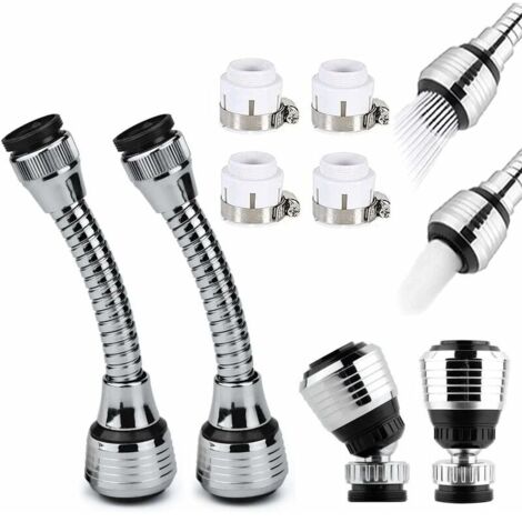 Ensemble de 4 rallonges de bec verseur économes en eau avec filtre et 4 tuyaux de raccordement inclus pour robinets de cuisine. (1/5)