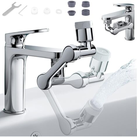 Rallonge de robinet de cuisine pivotante avec rotation sur 3 axes, buse anti-éclaboussures pliable à 3 positions, pulvérisateur d'eau pour cuisine/salle de bain (1/5)