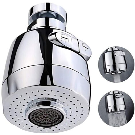 Robinet d'évier pivotant à 360° avec aérateur et jet réglable, mitigeur et filtre pour économie d'eau, idéal pour salle de bain et cuisine (modèle court). (1/5)