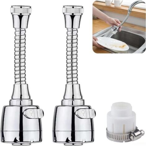 Rallonge de robinet de cuisine en 2 parties, rallonge de robinet à 2 positions, rallonge de robinet pivotante à 360° avec adaptateur universel (1/4)