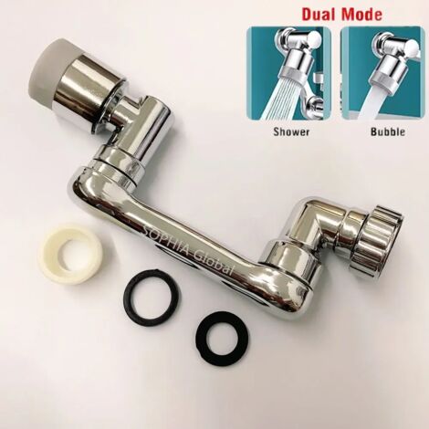 Nouvelle douchette de robinet à rotation universelle 1080° pour robinet d'évier, rallonge, buse anti-éclaboussures, adaptateur 22/24, double mode 1080° (1/5)
