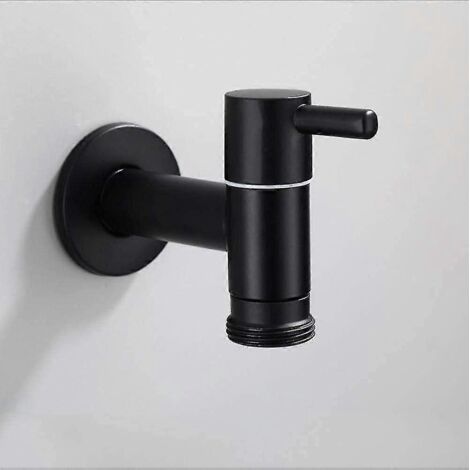 Robinet de jardin noir allongé pour machine à laver, balcon, salle de bain, cuisine, acier inoxydable 304, robinet ménager