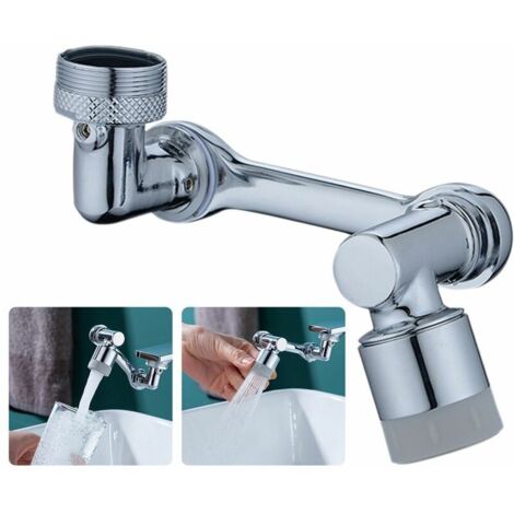 Rallonge de robinet pivotante à 1080° avec 2 positions de jet, rallonge de robinet d'évier pivotante, adaptateur de filtre anti-éclaboussures (1/5)