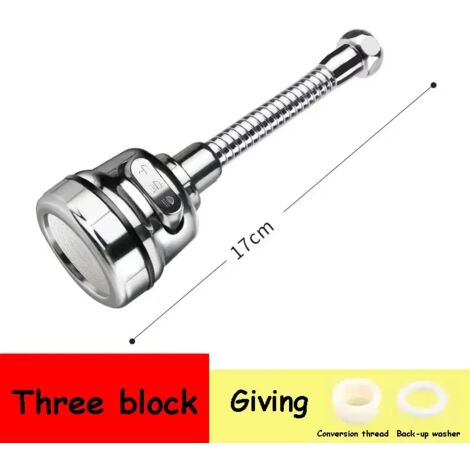 Adaptateur de robinet avec aérateur, 3 modes, bulles rotatives à 360°, filtre haute pression, rallonge, embout de robinet économique en eau, gadget (1/5)