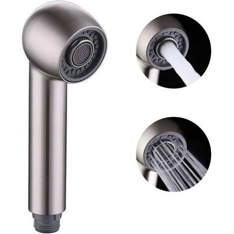 Buse de rechange pour robinet de cuisine à 2 jets, compatible avec mitigeur, finition nickel brossé (1/5)