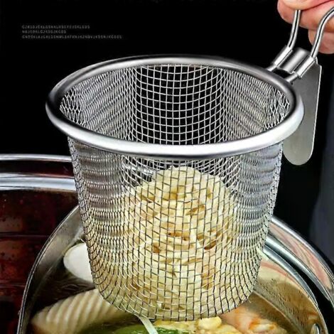 Passoire en acier inoxydable à mailles fines, égouttoir pour poêle chaude, panier-filtre, tamis, séchoir pour nouilles, légumes, raviolis (1/4)