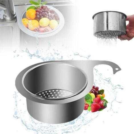 Passoire d'évier en acier inoxydable, passoire suspendue multifonctionnelle améliorée, passoire à déchets alimentaires et à légumes pour évier de cuisine (1/5)