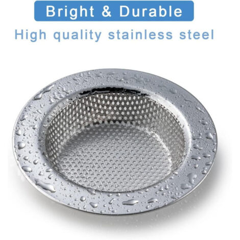 Lot de 2 crépines d'évier double couche épaisses anti-obstruction, paniers de cuisine en acier inoxydable, durables, filtre à eau anti-obstruction (1/5)