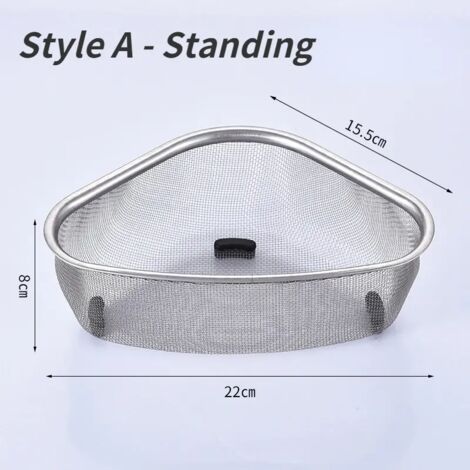 Panier d'évier en acier inoxydable, filtre triangulaire argenté (1/5)
