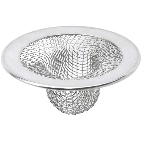 Passoire d'évier, lot de 2, en acier inoxydable, filtre rond à mailles de 5 cm de diamètre, pour salle de bain, baignoire et lavabo. (1/5)