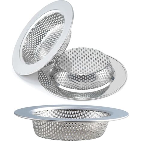 Lot de 3 crépines d'évier compatibles avec la plupart des paniers d'évacuation, crépine d'évier à double couche sécurisée améliorée (4,5 pouces) (1/5)