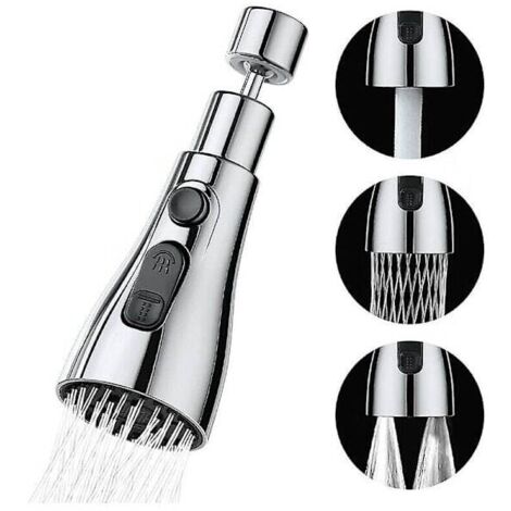 Promotion Robinet de Cuisine Douchette 3 Modes - Buse de robinet de cuisine à 360 degrés, tête de mitigeur, douchette de robinet d'évier, rallonge de robinet de cuisine (Argent) (1/5)