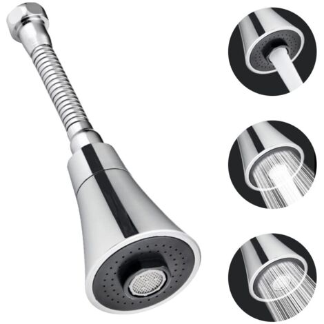 Robinet de cuisine en acier inoxydable et ABS, 19 cm, jet orientable à 360°, filtre anti-éclaboussures pour économiser l'eau, 3 modes (1/5)