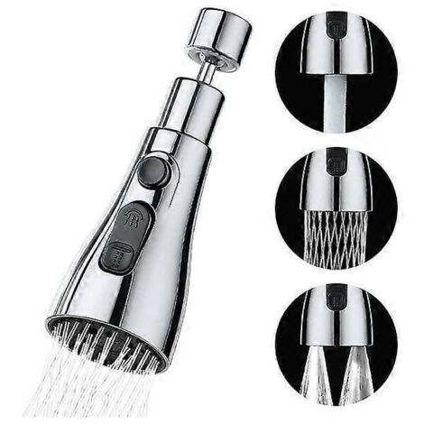 Douchette de robinet de cuisine 3 modes - Buse de robinet de cuisine à 360 degrés, tête de mitigeur, douchette d'évier, rallonge de robinet de cuisine (Argent) (1/4)