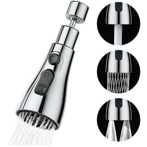 Douchette de robinet de cuisine 3 en 1 - Buse de robinet de cuisine à 360°, douchette de mitigeur, douchette d'évier (argent) (1/5)