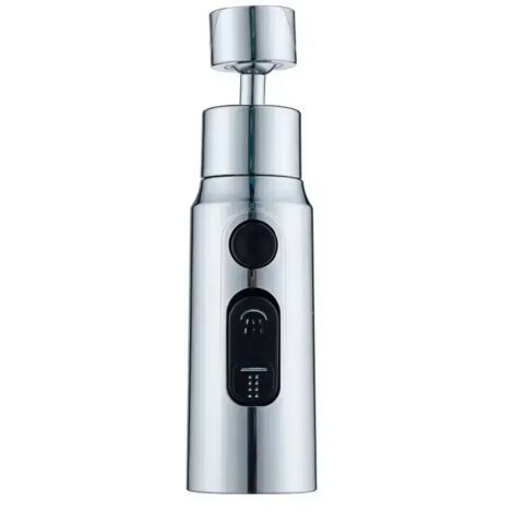 Douchette de robinet de cuisine pivotante à 720° et 3 modes, couleur argent - Jet d'eau optimal pour un lavage de la vaisselle flexible et efficace (1/5)