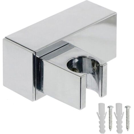 Support de douchette chromé carré à angle réglable avec pommeau de douche (1/5)