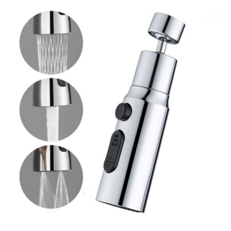 Douchette pour robinet de cuisine, 3 positions, rotative à 720°, argentée S (1/5)