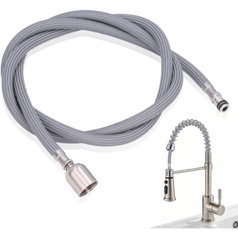 Tuyau de remplacement pour robinet de cuisine, flexible extensible G1/2 de 1,5 m, flexible de douchette extensible, adaptateur pour tuyau d'évier en acier inoxydable, kit de réparation d'évier (1/5)