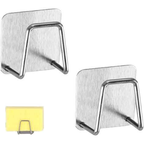 2 porte-éponges sans clous, en acier inoxydable, pour tiroir d'évier, boîte de rangement (1/5)