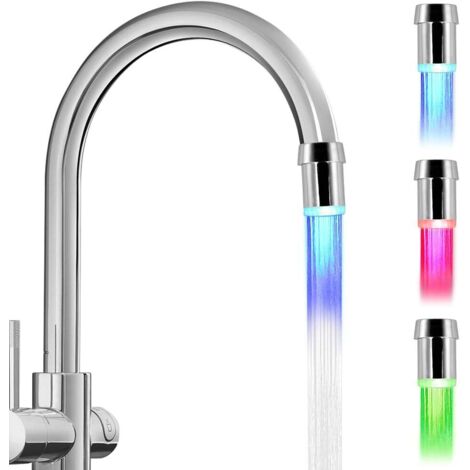 Lot de 2 têtes de robinet de cuisine à LED tricolores, adaptateur de douchette pour mitigeur de cuisine et éclairage d'évier pour cuisine et salle de bain, sans électricité requise (1/5)
