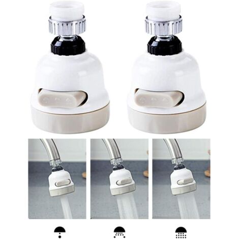 Lot de 2 pommeaux de douche rotatifs à 360° en ABS, avec protection anti-éclaboussures, régulateur de pression et raccord pour jet d'eau à bulles, réglage sur 3 positions. (1/5)
