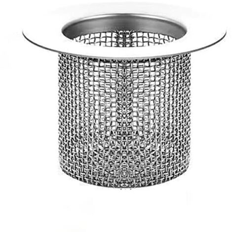 1 filtre de siphon de sol en acier inoxydable réutilisable, attrape-cheveux, panier de siphon en maille pour douche, lavabo, salle de bain, cuisine, grand format court (1/4)