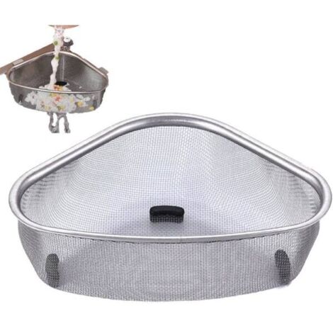 Panier-filtre d'évier en acier inoxydable, insert filtrant triangulaire pour évier (1/5)