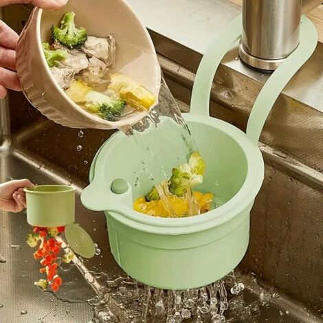 Panier de cuisine suspendu 2 en 1 robuste avec filtre amovible et réglable (1/5)