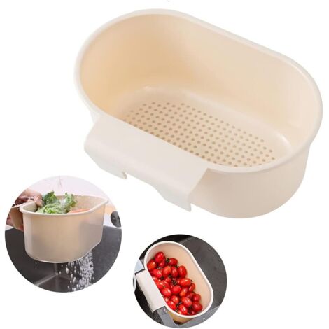 Panier d'égouttage pour évier, égouttoir, crépine d'évier, crépine d'évier multicolore (beige) (1/5)