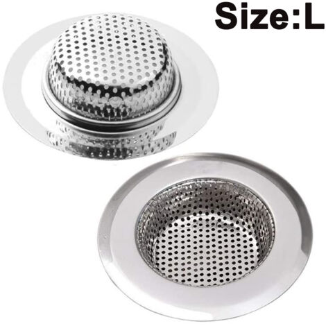 Lot de 2 paniers-filtres en acier inoxydable pour évier de cuisine, grands modèles. (1/4)