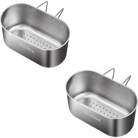 Panier d'égouttage en acier inoxydable, passoire multifonctionnelle pour évier, pour filtrer les déchets de cuisine et laver les fruits et légumes (argenté) (1/5)